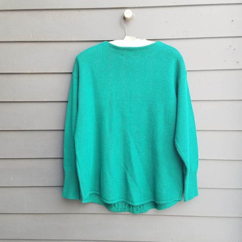 NWT Chaps Green Cable Knit Cotton Blend Sweater size Large - Picture 5 of 6